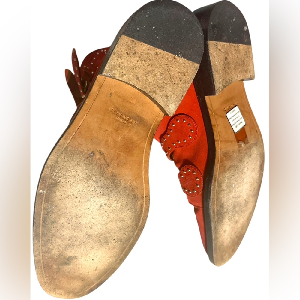 Givenchy red suede moto combat boots - Picture 2 of 9
